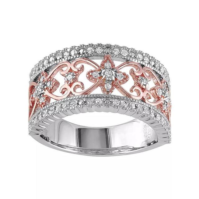 Stella Grace Two Tone Sterling Silver 1/4 Carat T.W. Diamond Filigree Ring, Womens Product Image