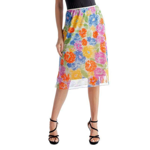 Womens 24Seven Comfort Apparel Overlay Elastic Waist Midi Skirt Product Image