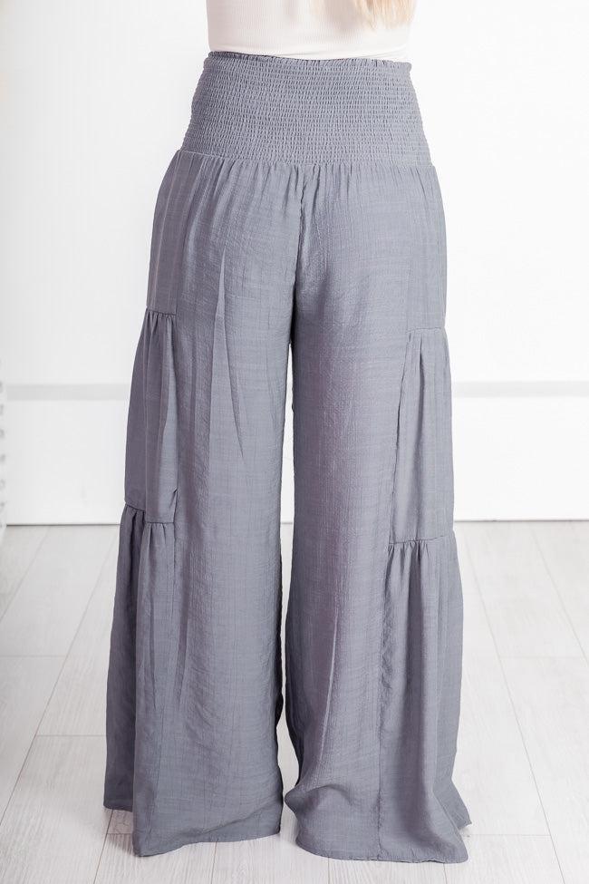 Watching The Sunrise Dark Grey Wide Leg Pants FINAL SALE Product Image