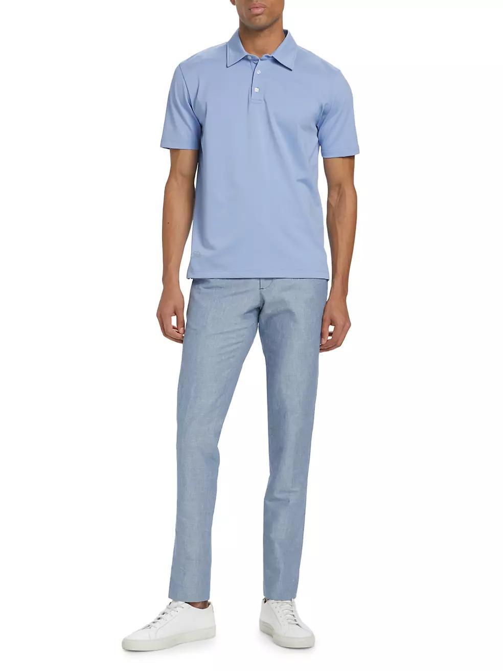 Slim-Fit Chambray Trousers Product Image