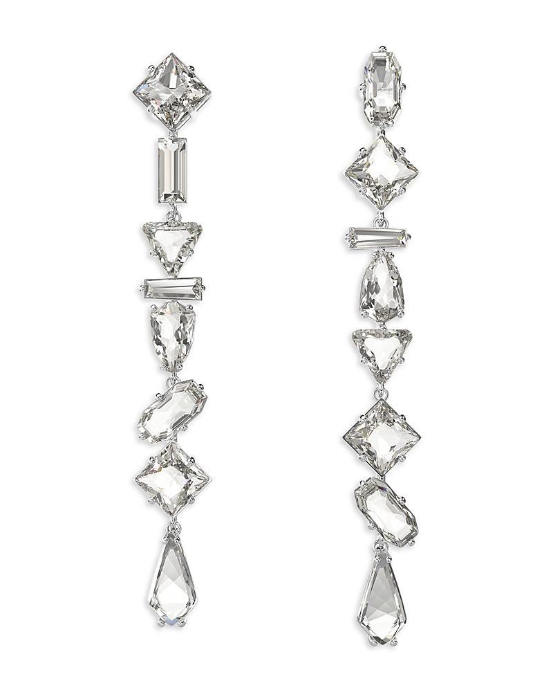 Womens Mesmera Rhodium-Plated & Crystal Linear Drop Earrings Product Image