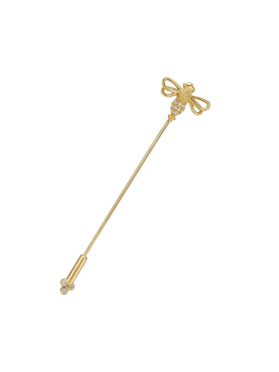 Womens FJ Resting Bee 18K Yellow Gold & 0.09 TCW Diamond Pin Product Image