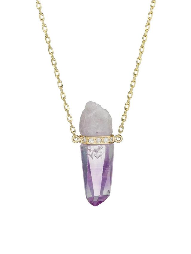 Womens 14K Yellow Gold, Veracruz Amethyst, & 0.13 TCW Diamond Pendant Necklace Product Image