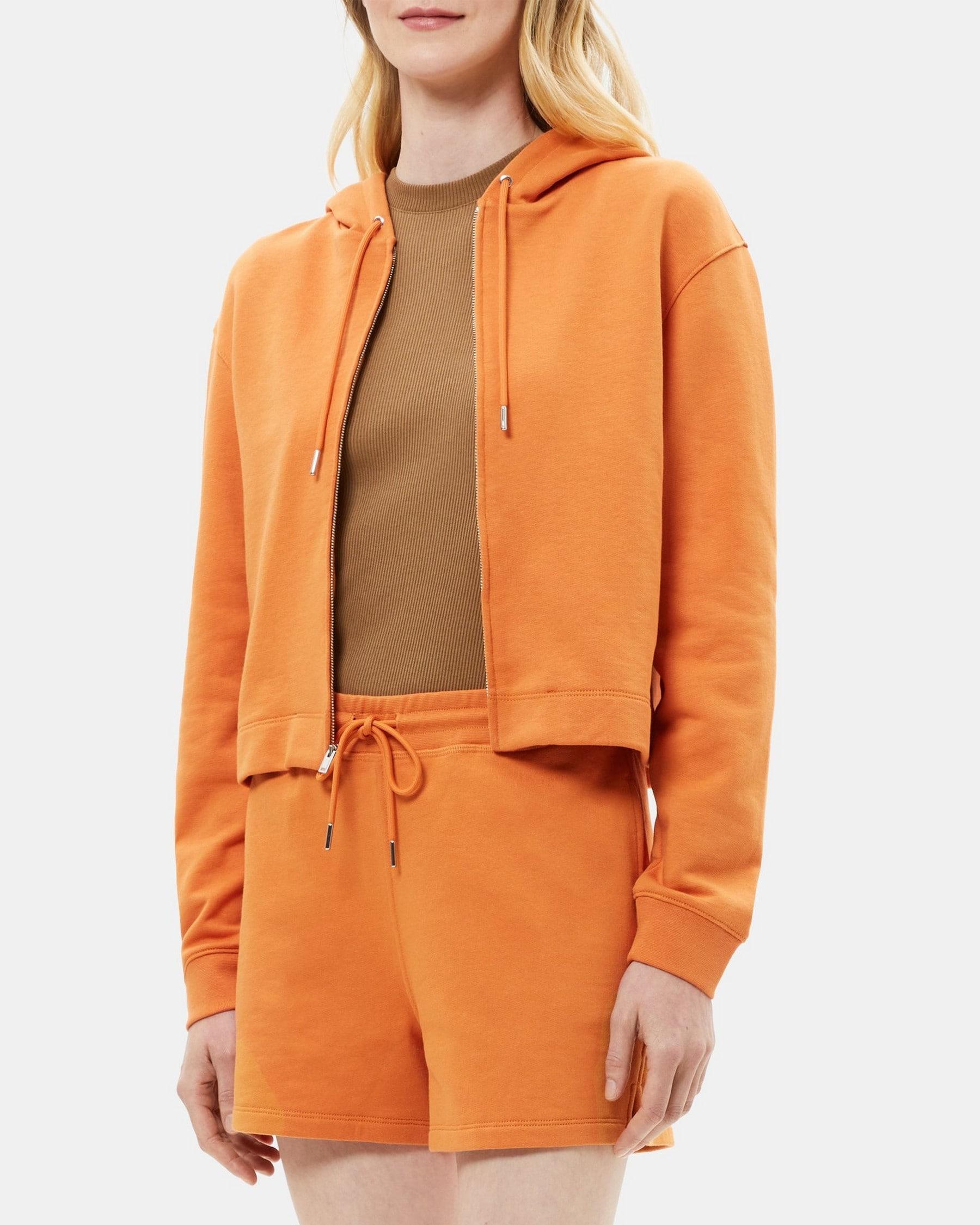 Cropped Zip Hoodie in Cotton Terry Product Image