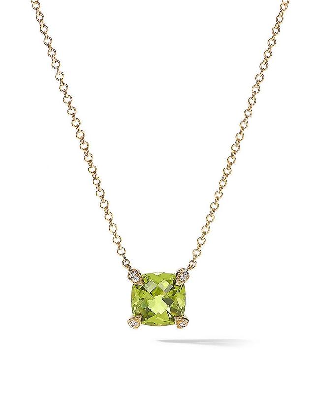 Womens Petite Chatelaine Pendant Necklace in 18K Yellow Gold with Pav Diamonds Product Image