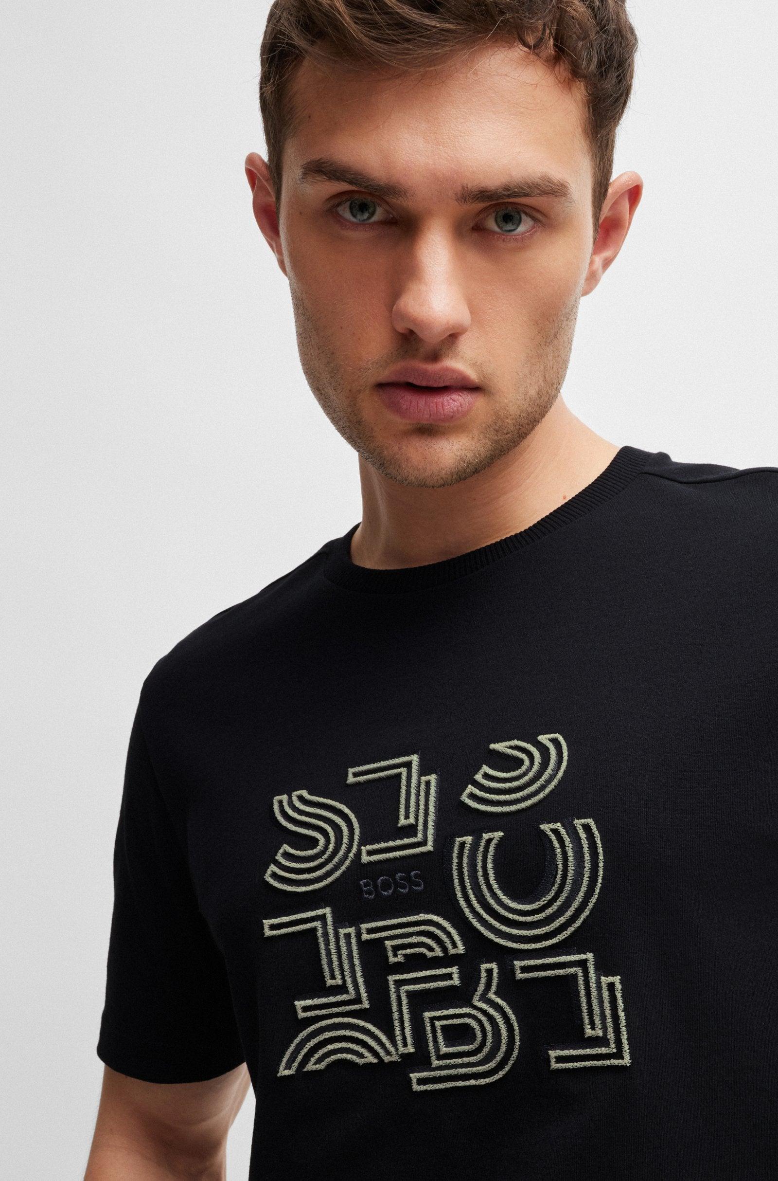 Boss Cotton Jersey T-shirt with Typographic Artwork Product Image