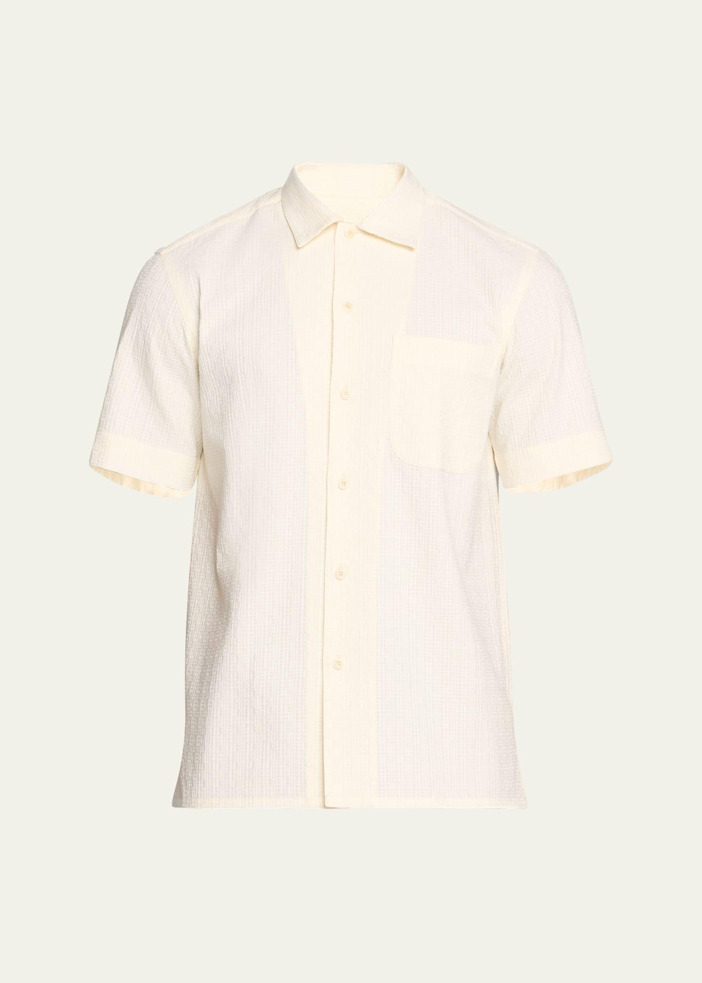 Mens Textured Cotton Short-Sleeve Shirt Product Image