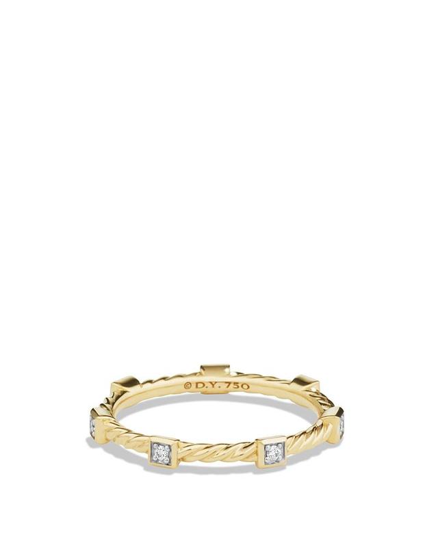 Womens Cable Collectibles Stack Ring in 18K Yellow Gold with Diamonds Product Image