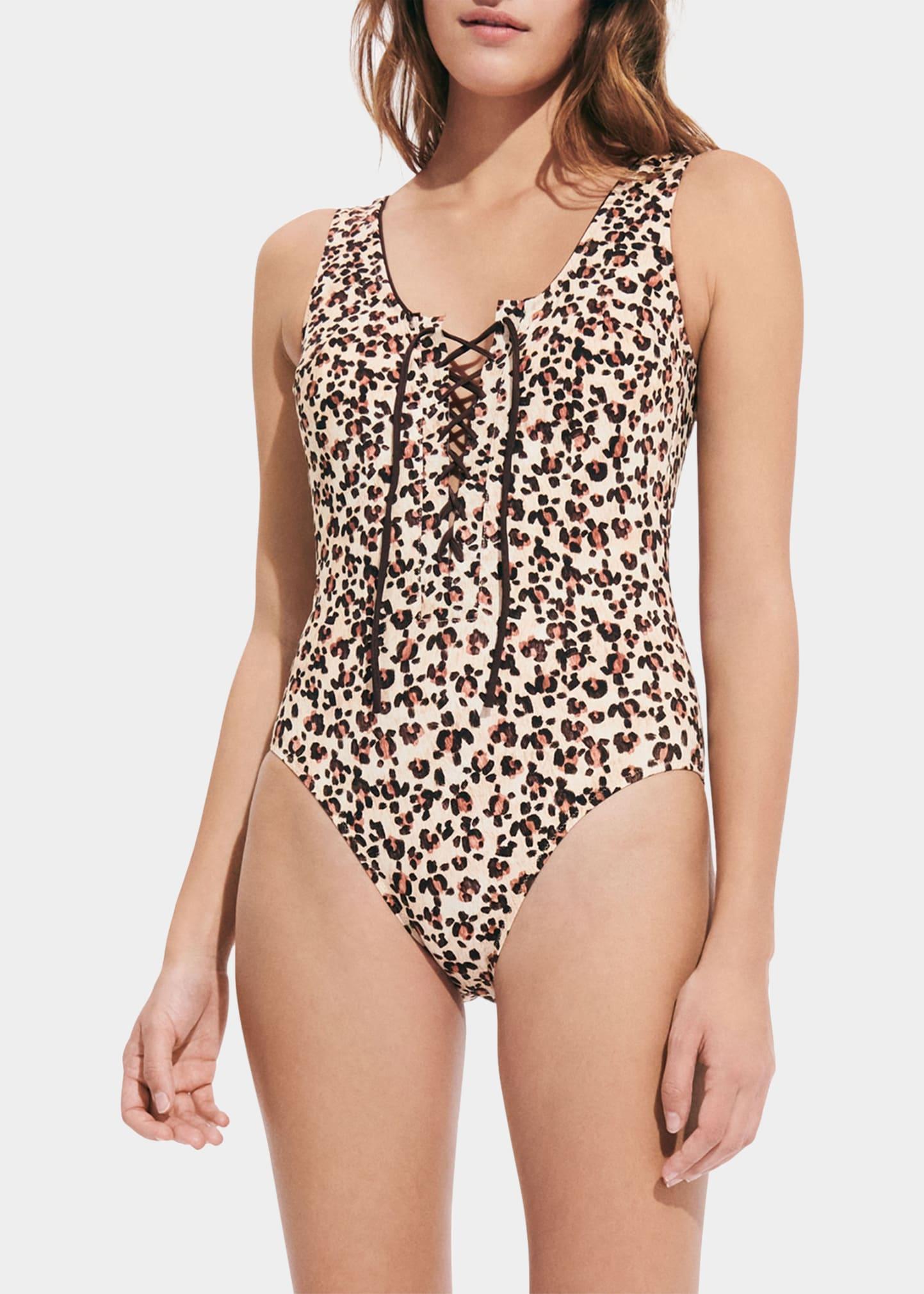 Womens Turtles Leopard Lattice One-Piece Product Image