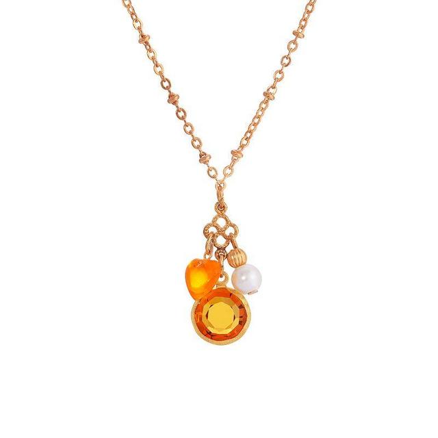 1928 Gold Tone Yellow Heart Charm Necklace, Womens Product Image