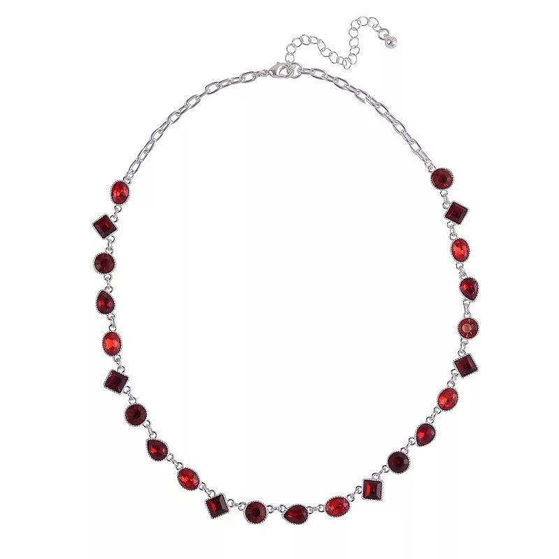 Emberly Simulated Crystal Collar Necklace, Womens, Red Product Image