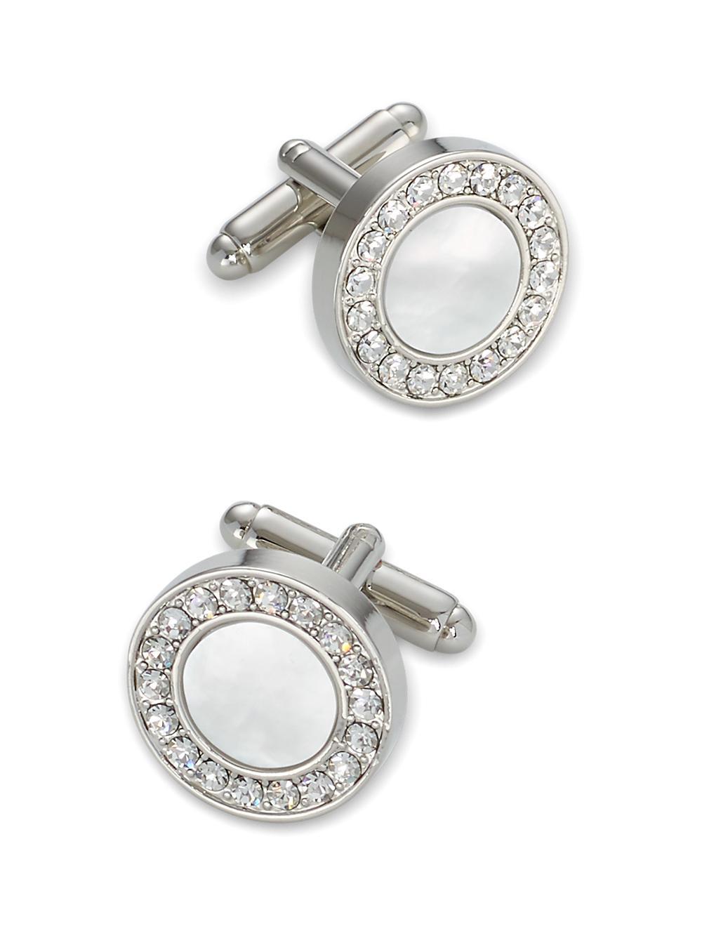 Mother of Pearl & Crystal Cufflinks - Silver Product Image