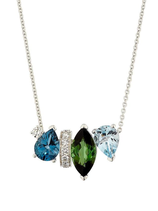 Womens Amazonia Cocar 18K White Gold & Multi-Gemstone Pendant Necklace Product Image