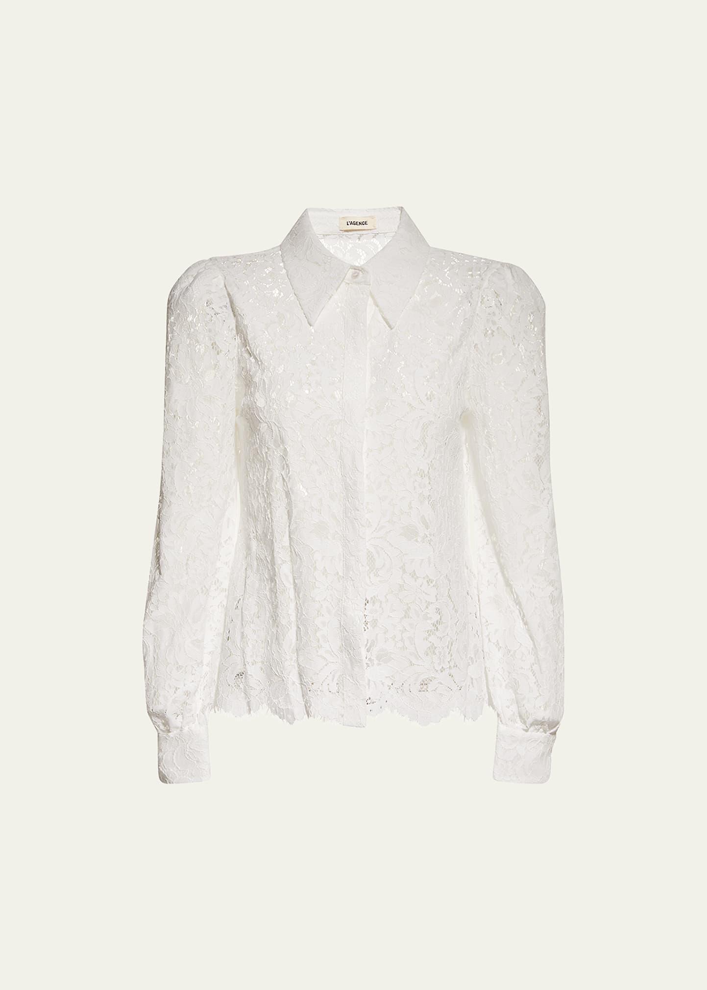 Jenica Lace Button-down Blouse In Ivory Product Image