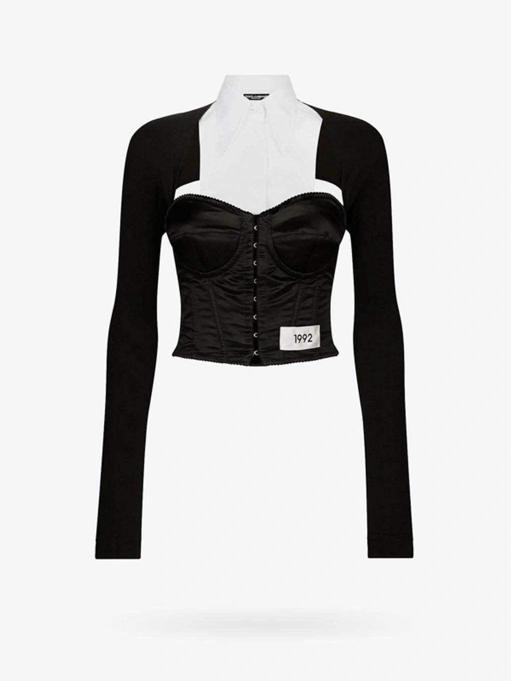 Black Layered-shirt Corset Top Product Image