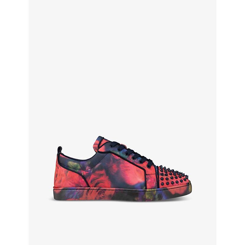 CHRISTIAN LOUBOUTIN Mens Multi/marine Mat Louis Junior Spikes Graphic-print Satin Low-top Trainers Product Image