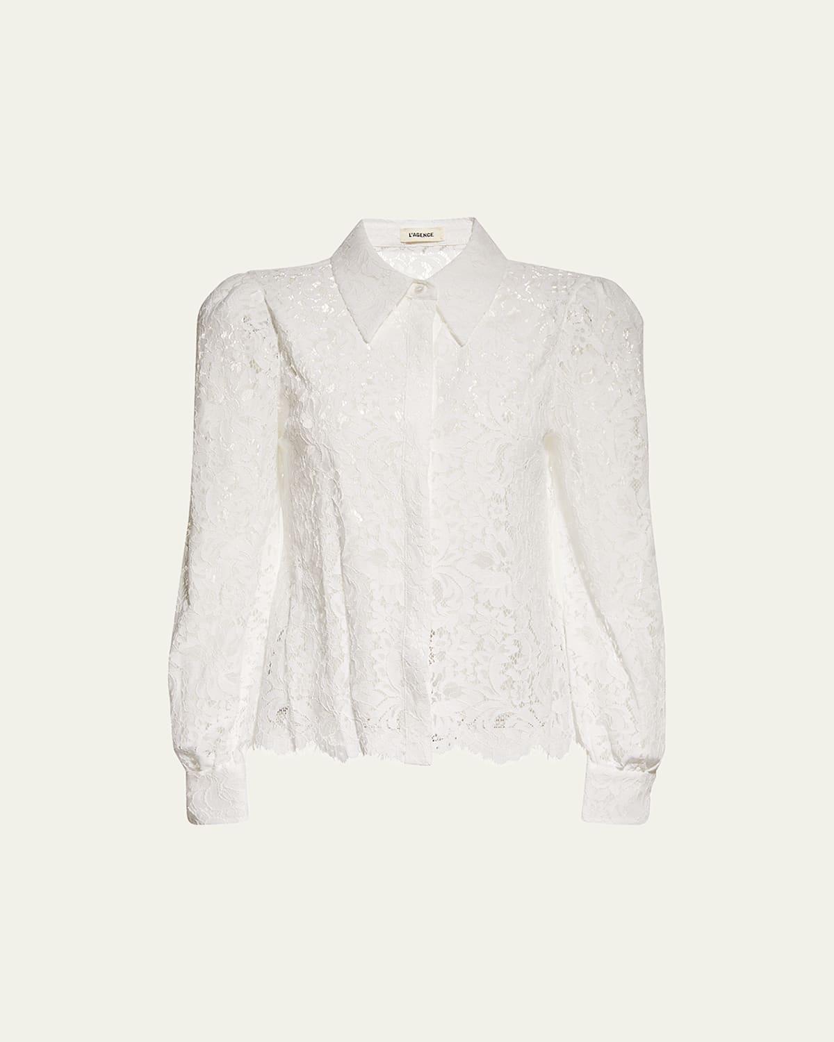 Jenica Lace Button-down Blouse In Ivory Product Image