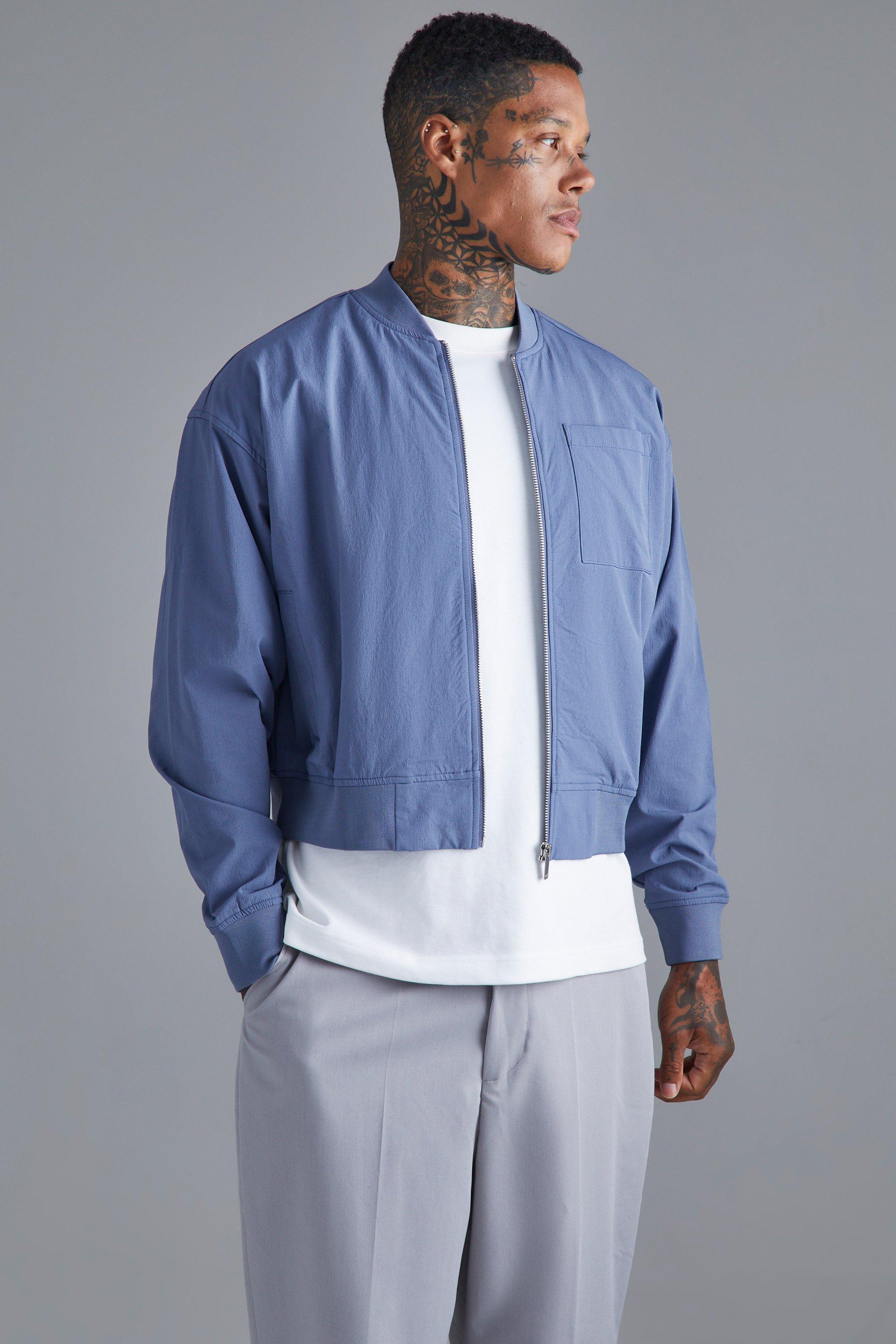 Boxy Technical Stretch Smart Bomber | boohooMAN USA Product Image