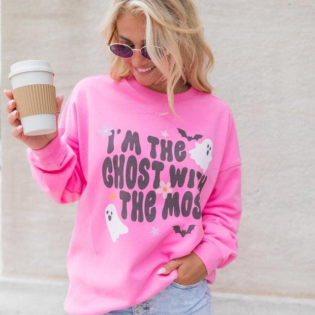 I'm The Ghost With The Most Pink Oversized Graphic Sweatshirt Product Image