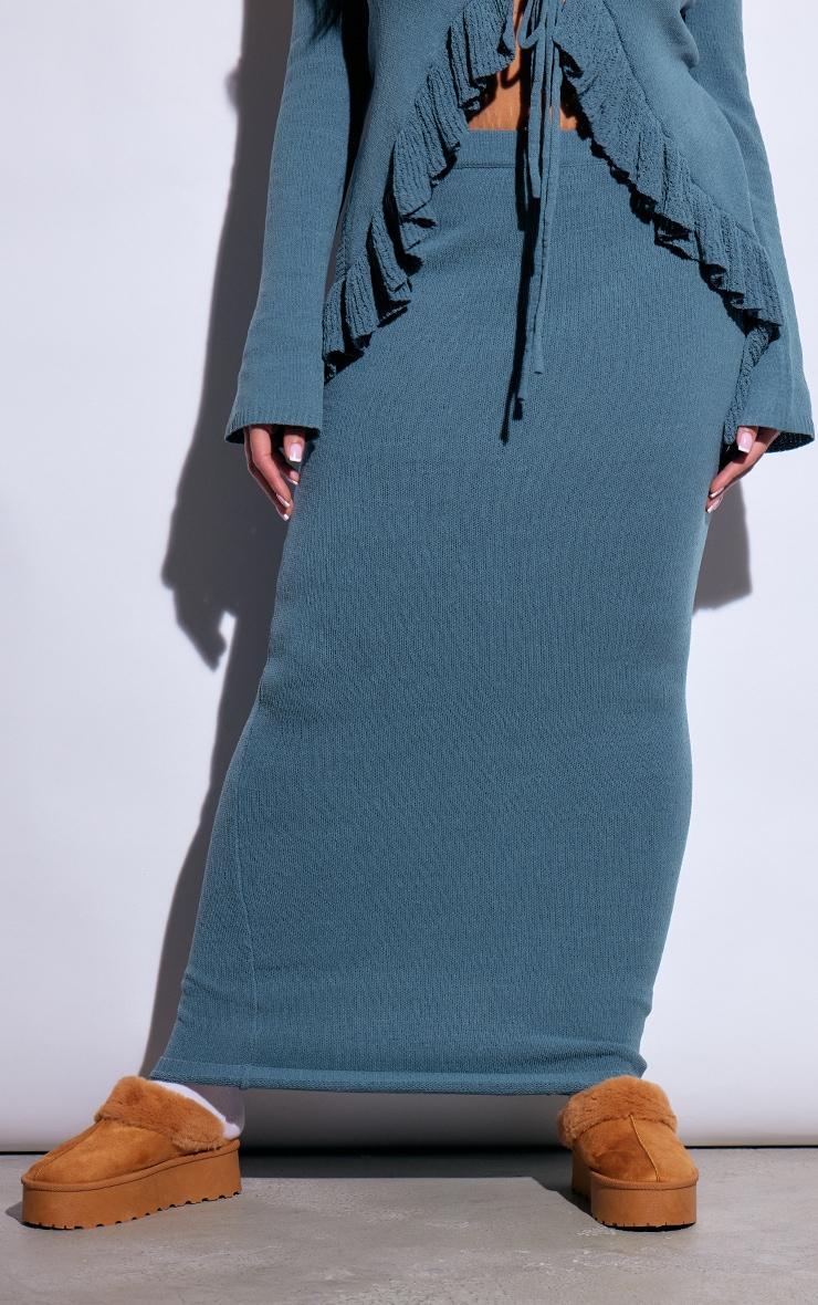 Plus Teal Knit Maxi Skirt Product Image