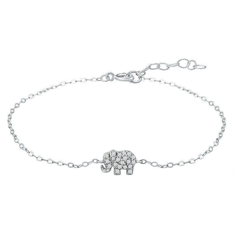 Giani Bernini Cubic Zirconia Graduated Elephant Chain Link Ankle Bracelet Created for Macys - Sterling Silver Product Image