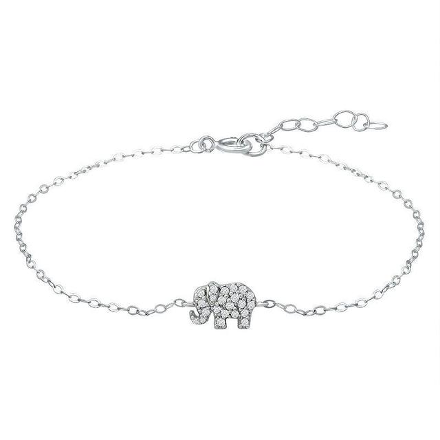 Giani Bernini Cubic Zirconia Graduated Elephant Chain Link Ankle Bracelet Created for Macys - Sterling Silver Product Image