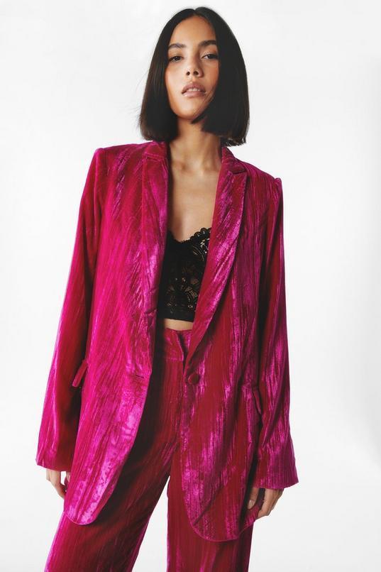 Crushed Velvet Co-ord Single Breasted Blazer Product Image