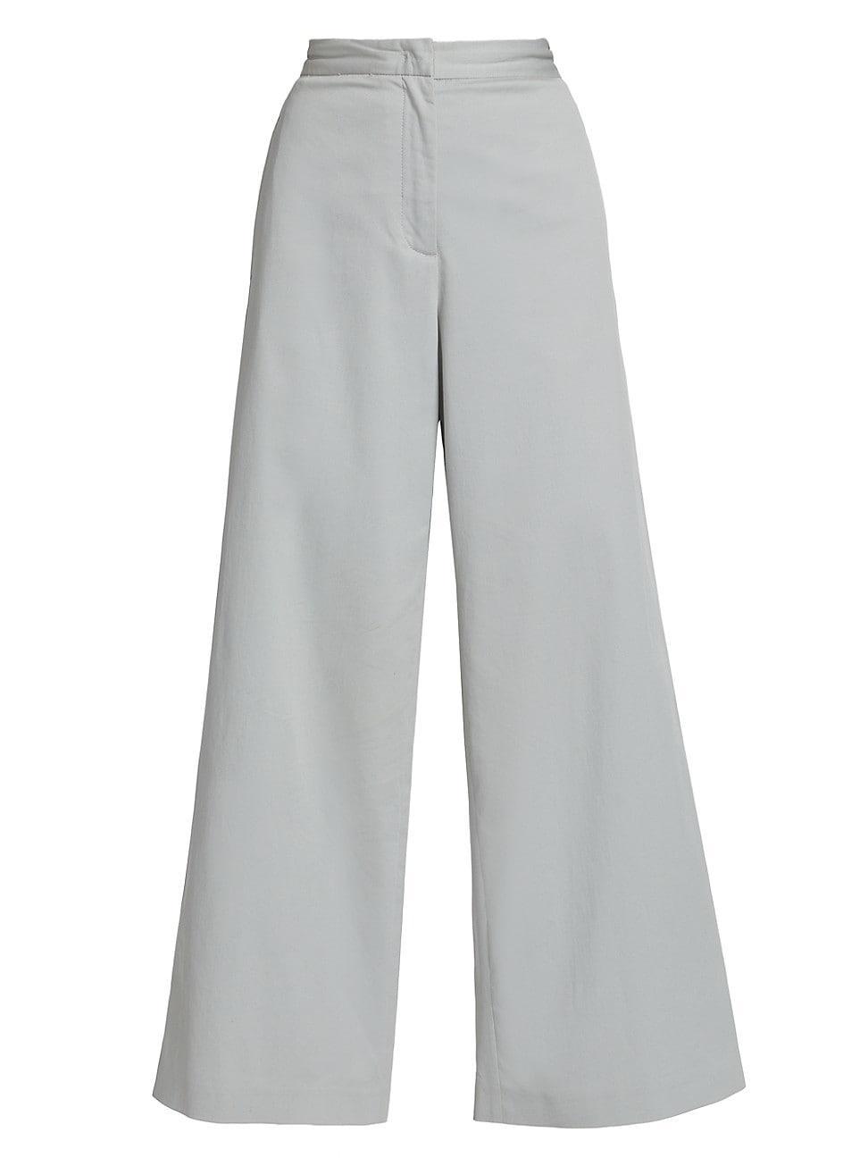 Womens Cotton Gabardine Wide-Leg Trousers Product Image