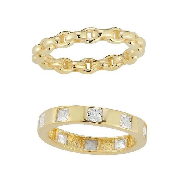 Sunkissed Sterling Cubic Zirconia Ring Duo Set, Womens Gold Tone Product Image