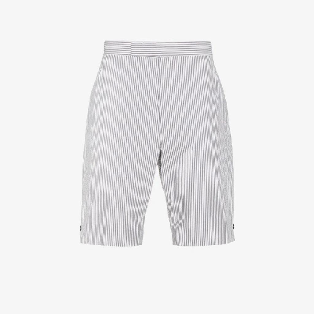 Striped Linen Shorts In Brown Product Image