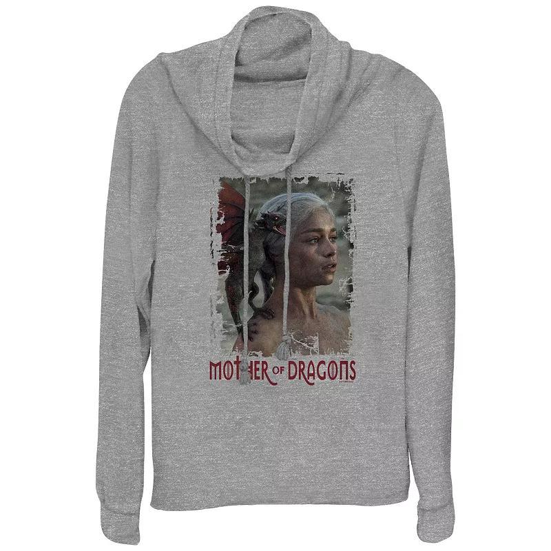 Womens Game Of Thrones Mother Of Dragons Cowlneck Graphic Lightweight Long Sleeve Gray Grey Product Image