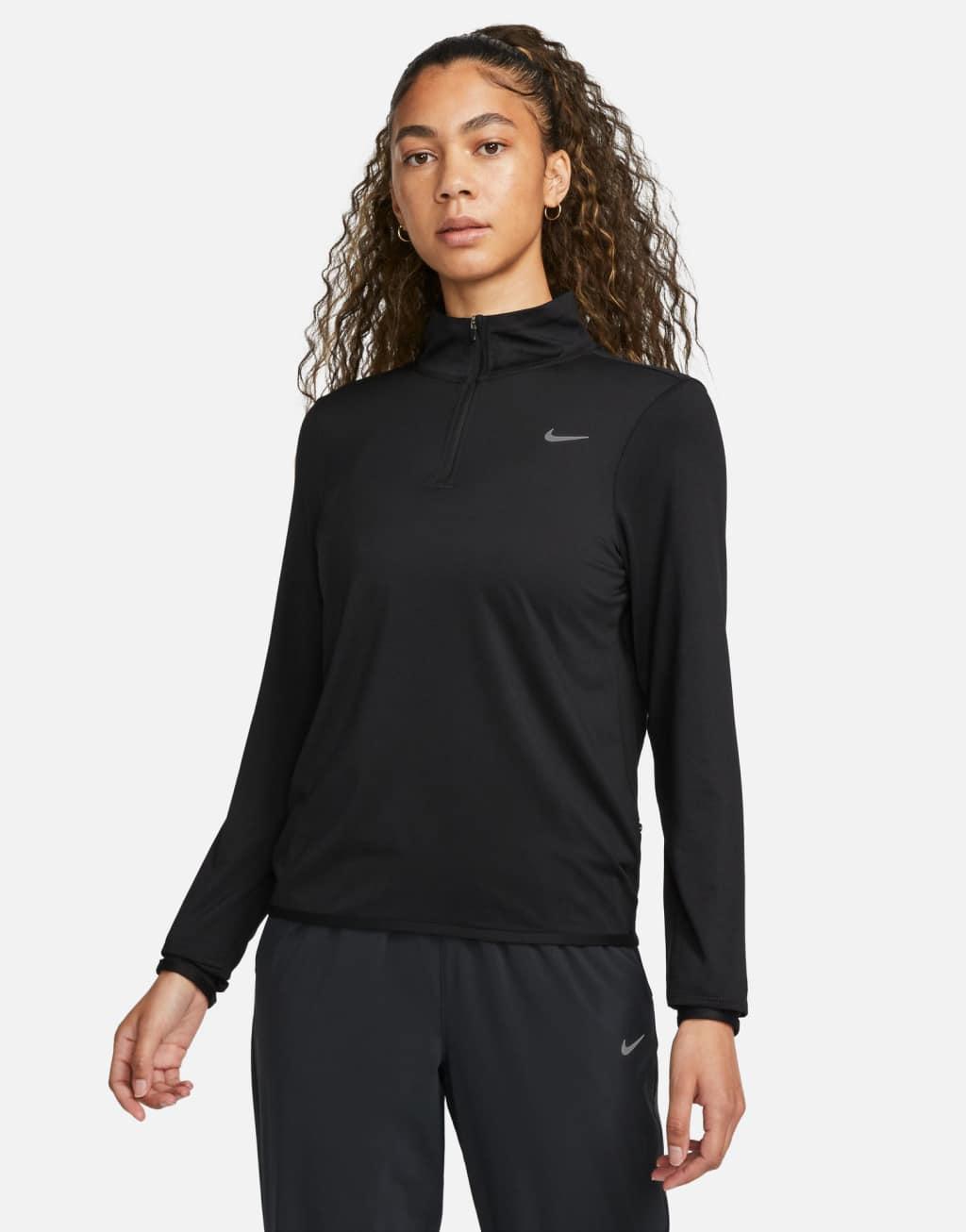 Nike Training Swift Element quarter zip top in black Product Image