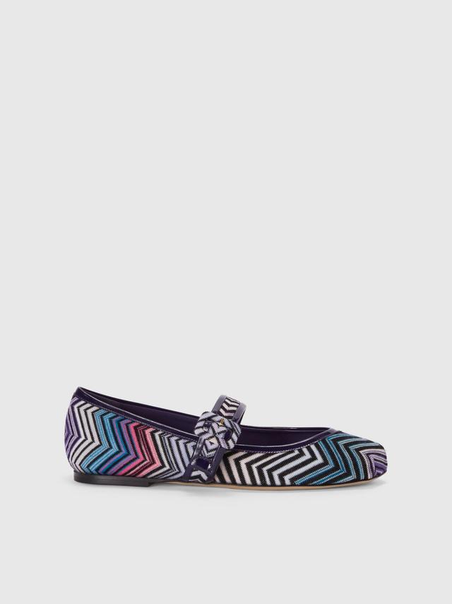 Zig zag fabric ballet flats with strap Product Image