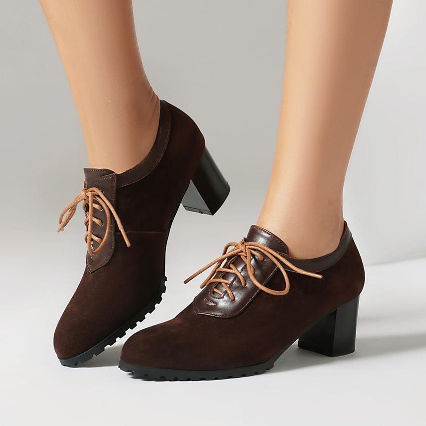 Block Heel Suede Lace-Up Oxfords product image