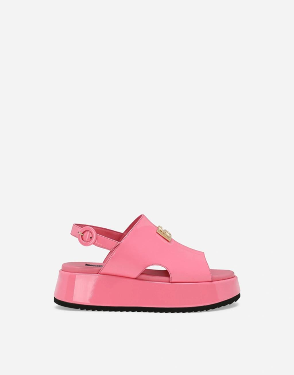 Patent Leather Sandals In Pink Product Image