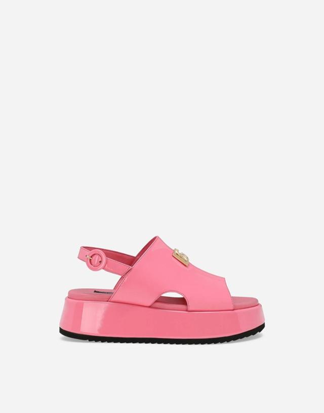 Patent Leather Sandals In Pink Product Image