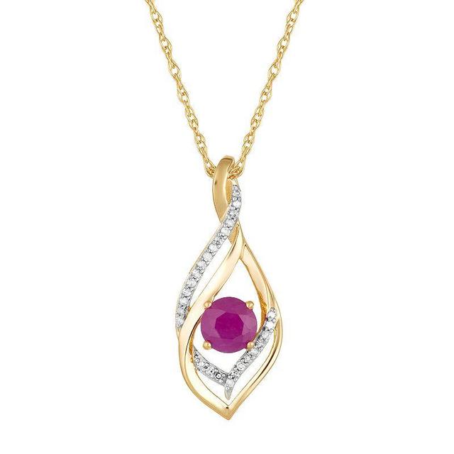 10k Gold Ruby & Diamond Accent Pendant Necklace, Womens Product Image