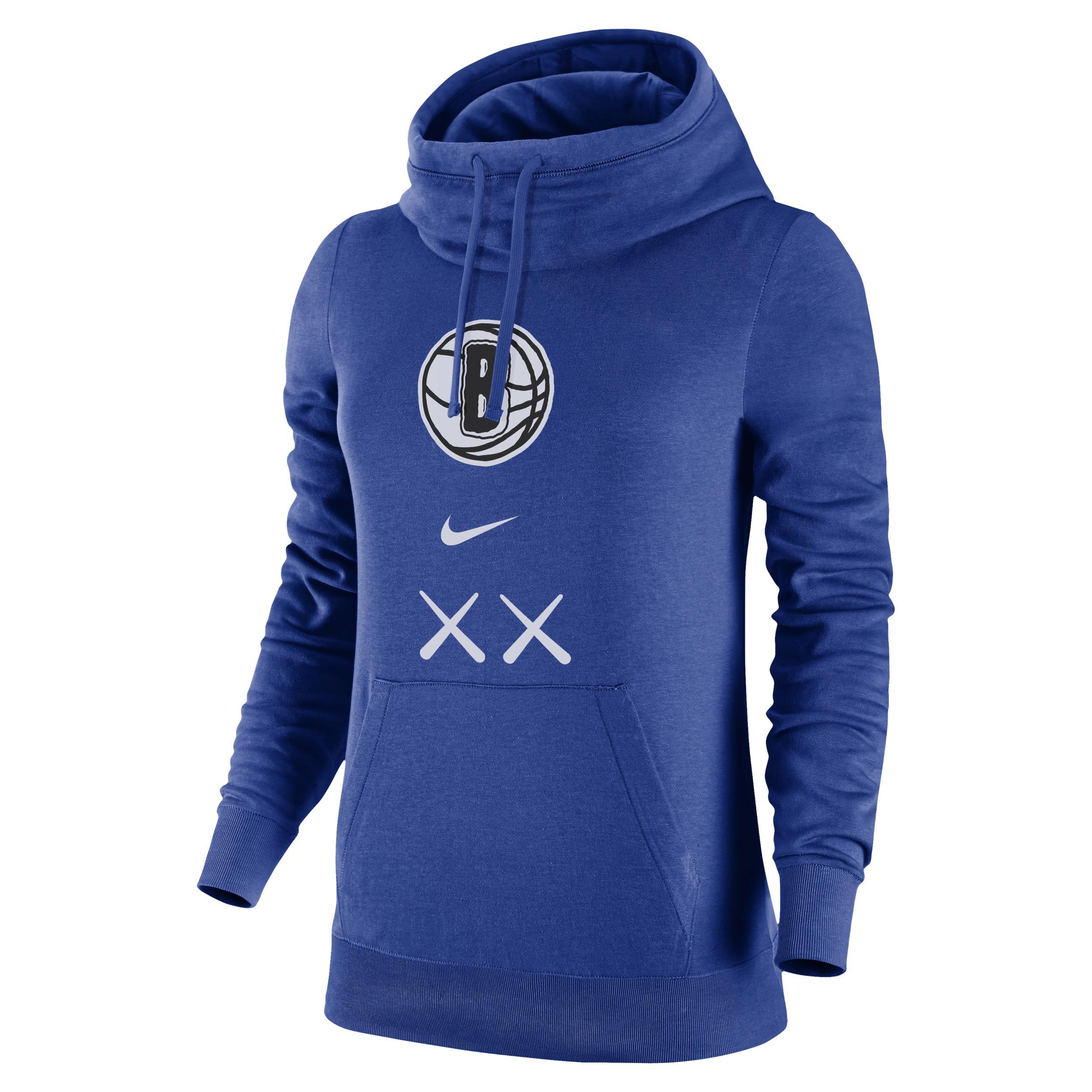 Brooklyn Nets Club Fleece 2023/24 City Edition Nike Womens NBA Funnel-Neck Hoodie Product Image