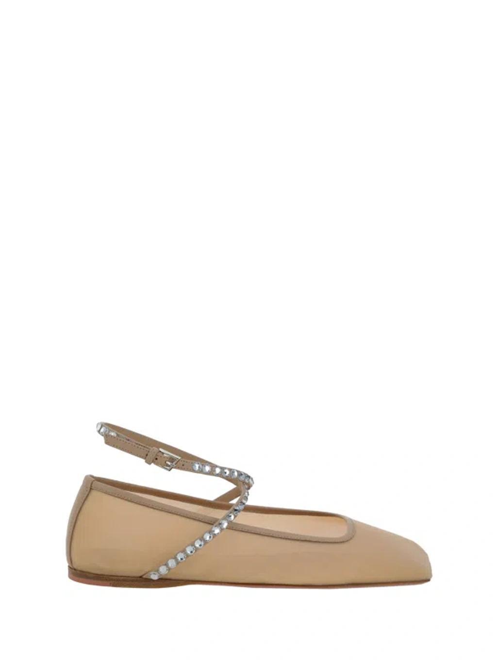 Ane Crystal Ballerinas In Mesh Latte + White Crystals Product Image