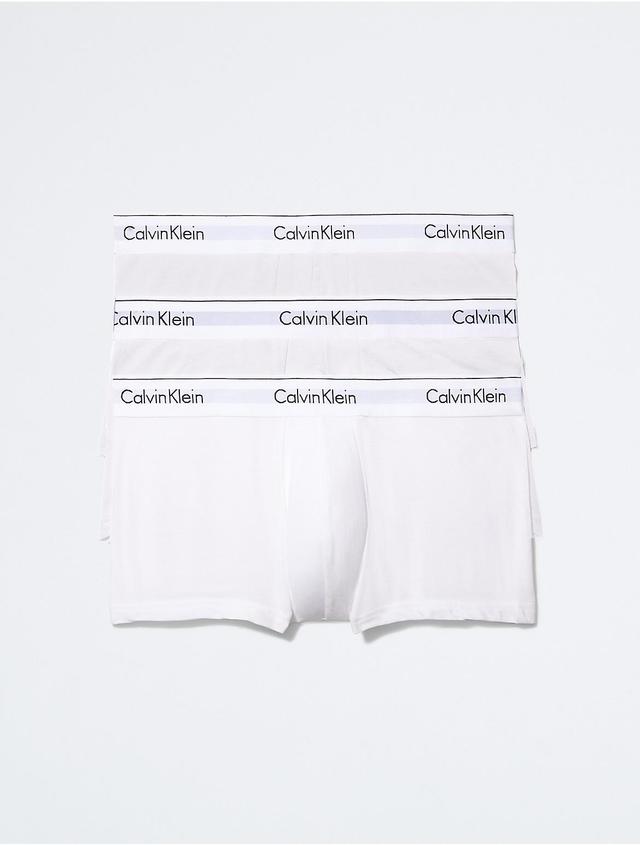 Calvin Klein Mens Modern Cotton Stretch 3-Pack Low Rise Trunk - White - XL Product Image