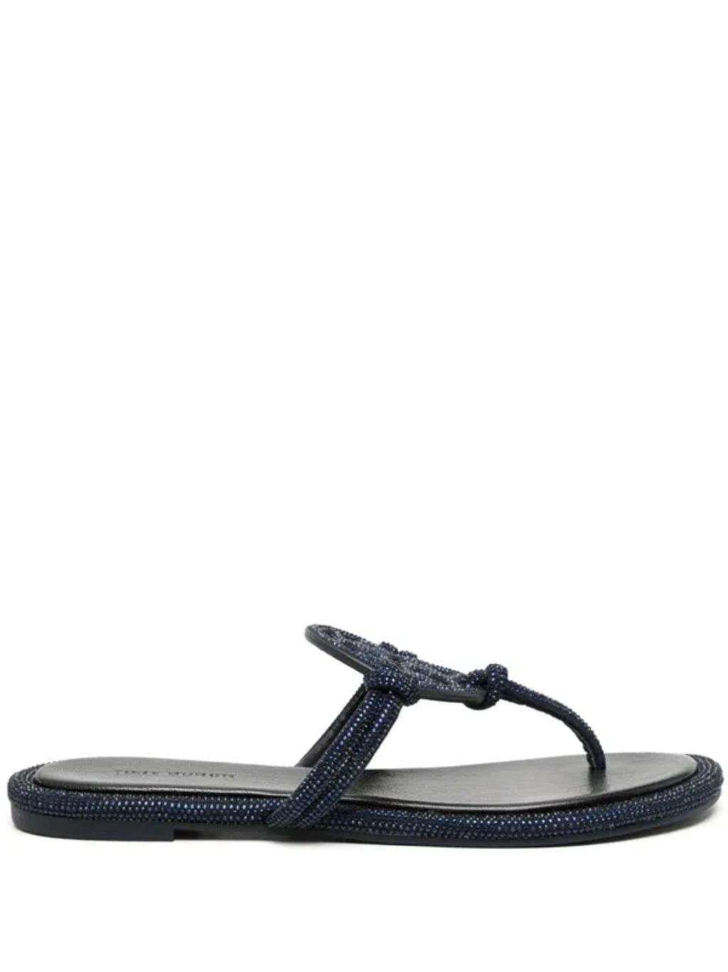 TORY BURCH Miller Pavé Crystal-embellished Sandals In Blue Product Image