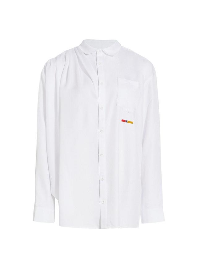 Womens Draped Brand-Embroidered Shirt Product Image