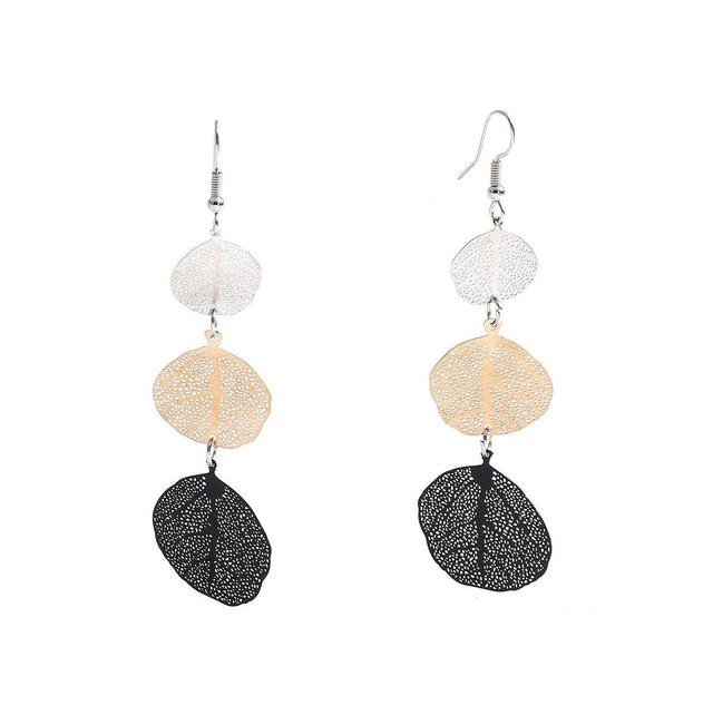 Sohi Womens Silver Metallic Drop Earrings - Black Product Image