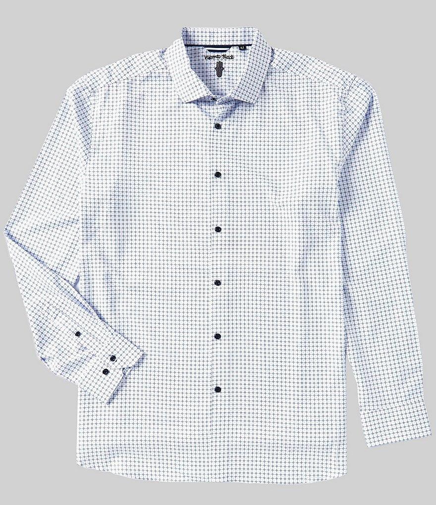 Visconti Big & Tall Non-Iron Performance Stretch Long Sleeve Geometric/Dot Printed Woven Shirt Product Image