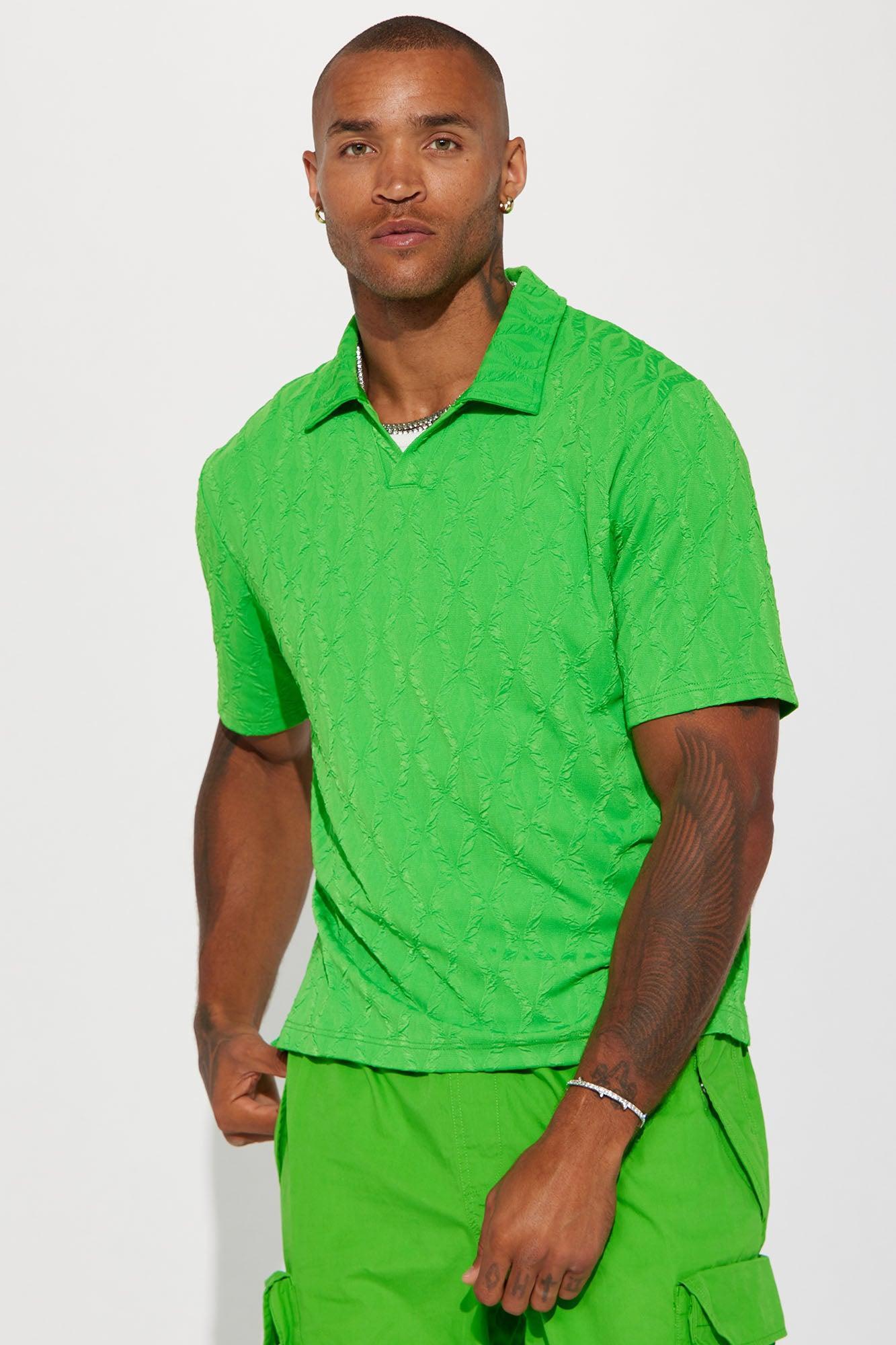 Ruched Helix Short Sleeve Polo - Green Product Image