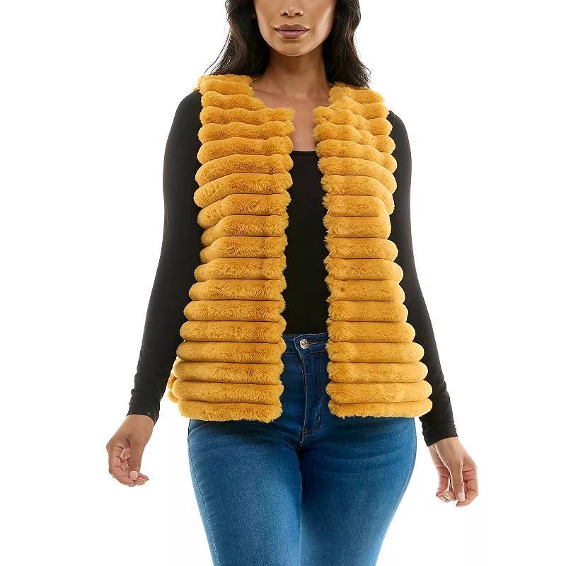 Womens Nina Leonard Horizontal Faux Fur Vest Product Image