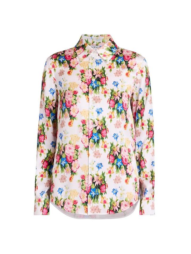 Womens Floral Silk-Cotton Shirt Product Image