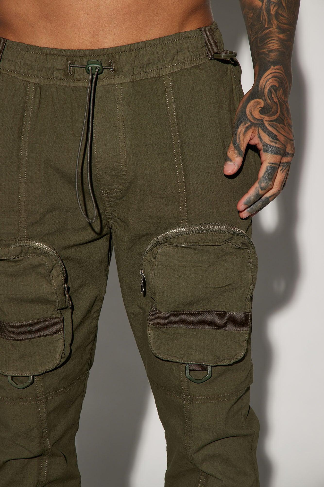 Do It Anyway Stacked Slim Flare Pants - Olive Product Image