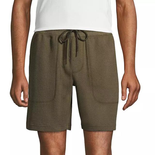 Mens Lands End Waffle Pajama Shorts Pale Grey Blue Product Image