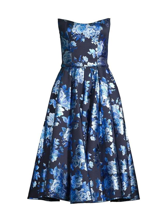 Black Halo Clara Floral Strapless Fir & Flair Dress Product Image